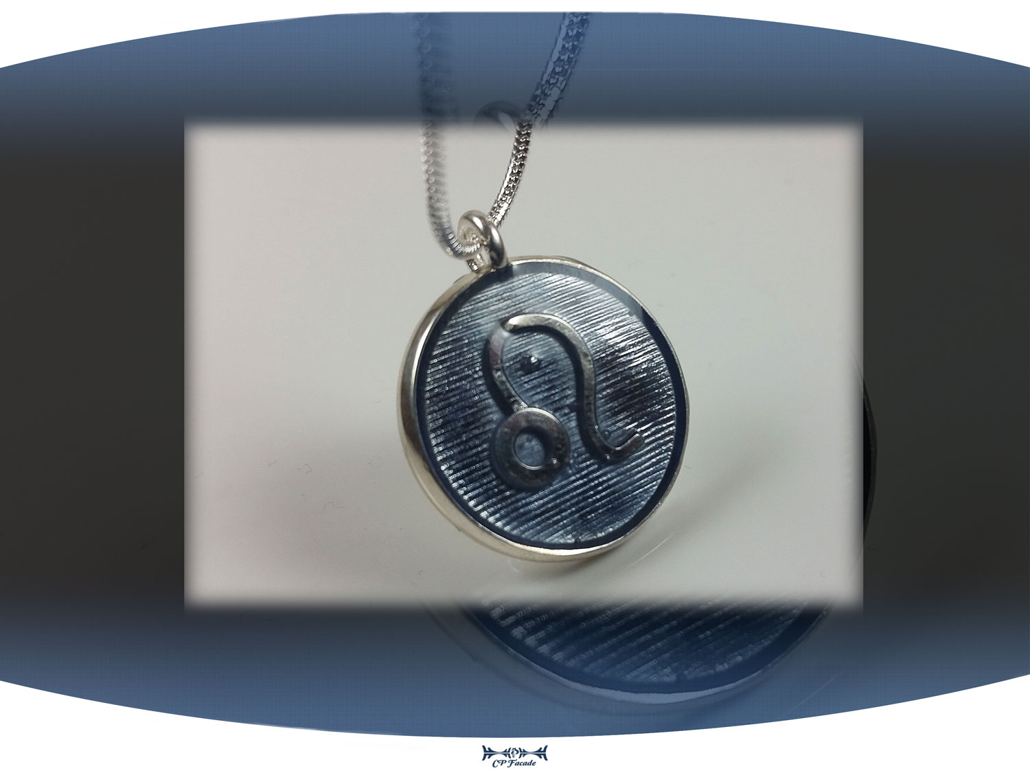 Sterling silver zodiac sign  leo pendant with light blue resin and star constellation on the back