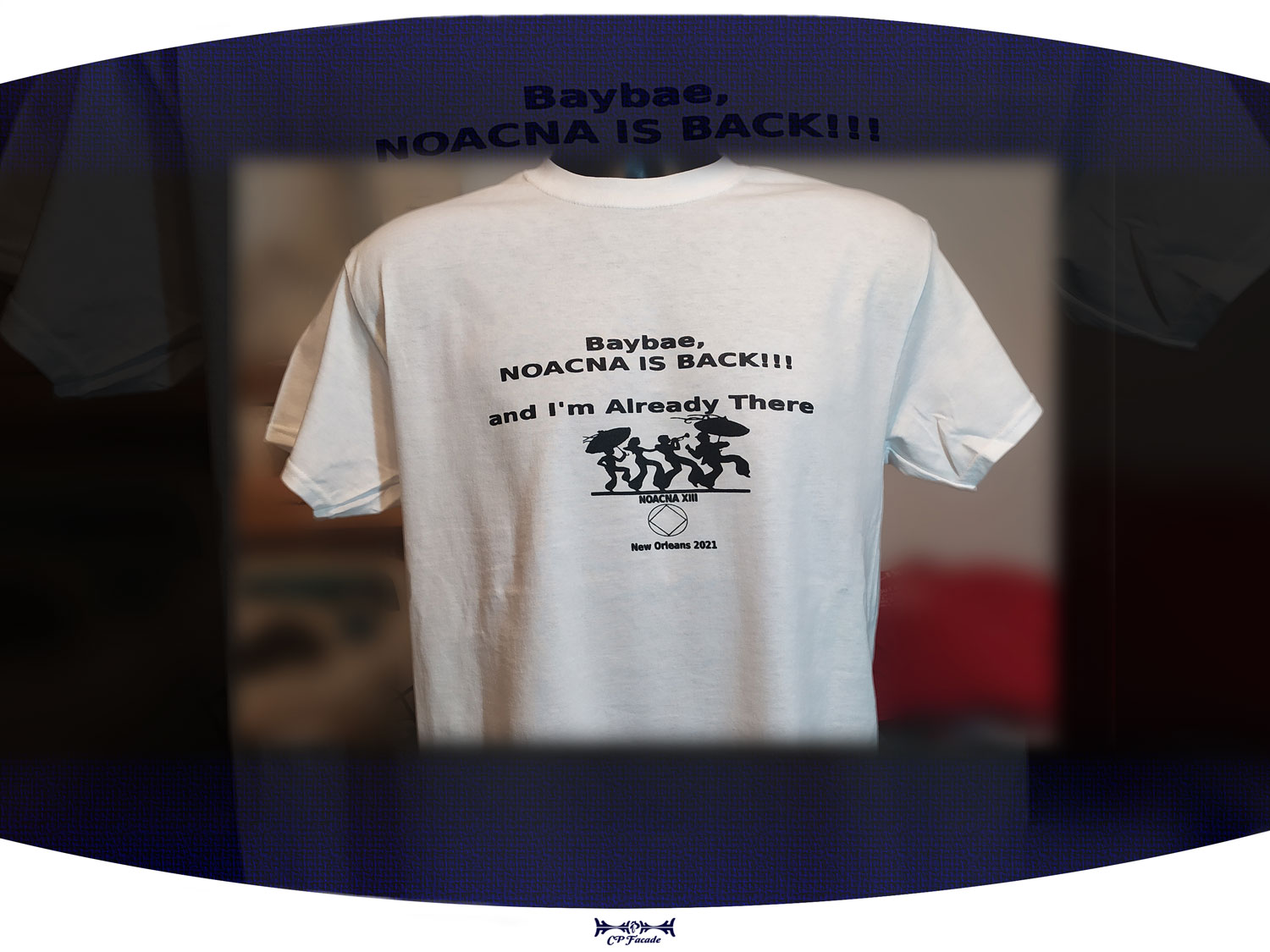 Custom screenprinted white t-shirt for NOACNA